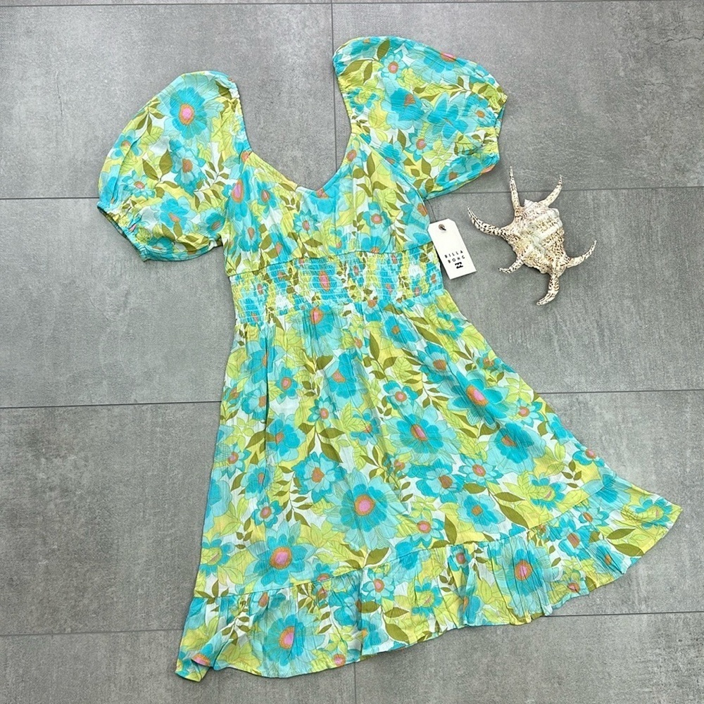 🔆BILLABONG🔆SOMETIME BEAUTIFUL FLORAL DRESS MINI SUMMER VACATION - Picture 2 of 14